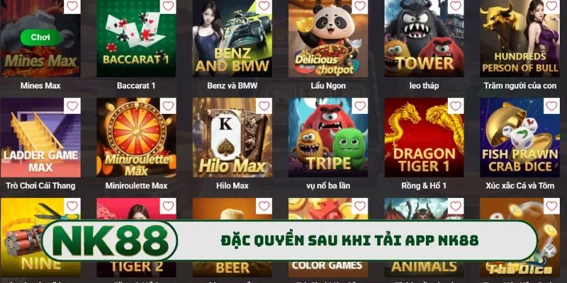 Đặc quyền xanh chín sau khi tải app NK88